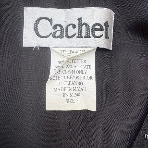 VTG Y2K Whimsigoth Dress Sz 8 Cachet 2000s Black Mini Halter Embellished Fairy - Picture 8 of 8